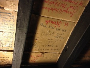 One of our side trips: we stopped by the Blue Bell Inn, which was built in 1257 and has been a favorite RAF hangout over the years. Many pilots have signed their names on the ceiling, including one Prince William (underneath Paul Mac XIII).